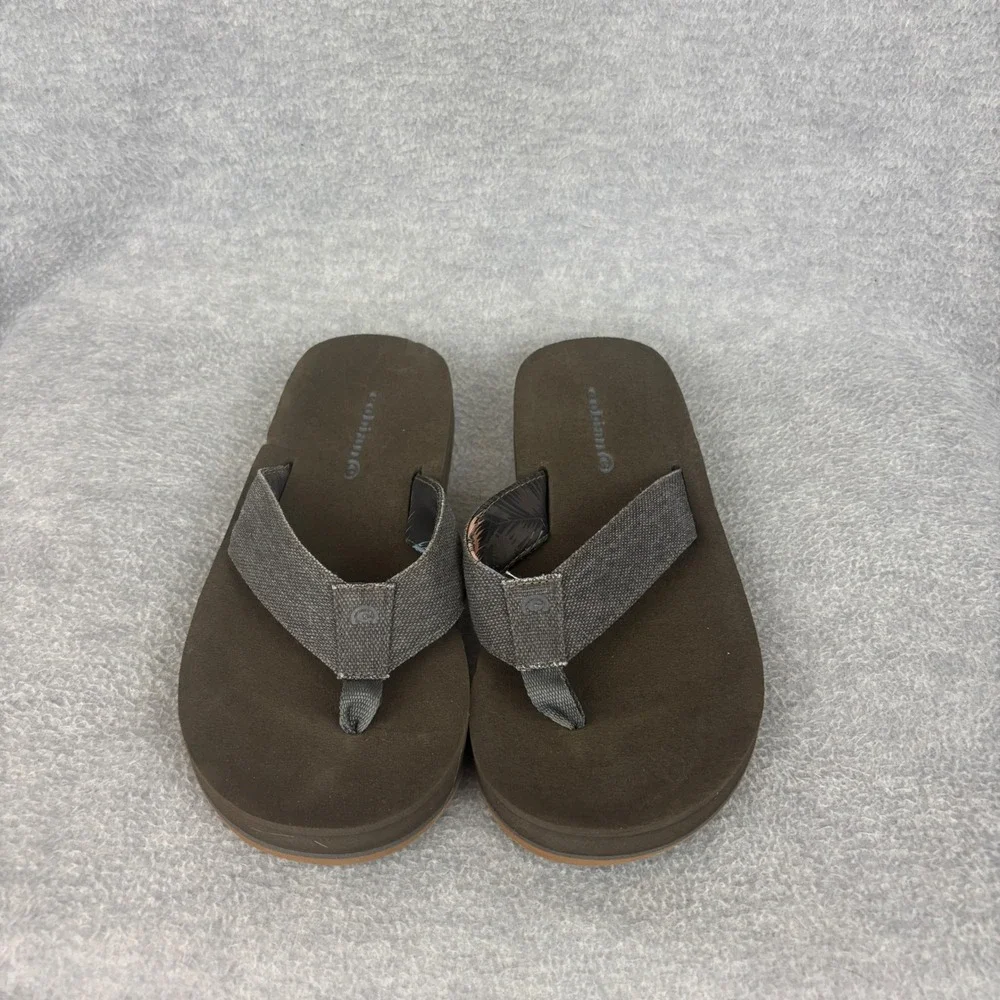 Cobian Flip Flops Mens 9 Brown Canvas Strap Thong Sandals Beach Casual